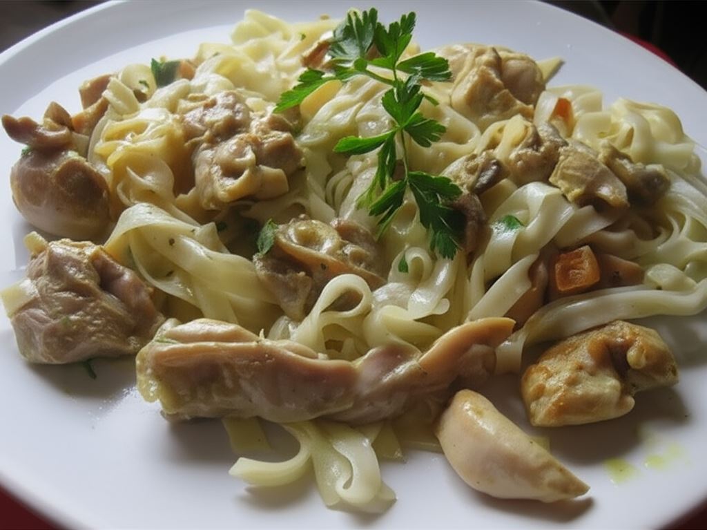 Kurczak z makaronem ryżowym