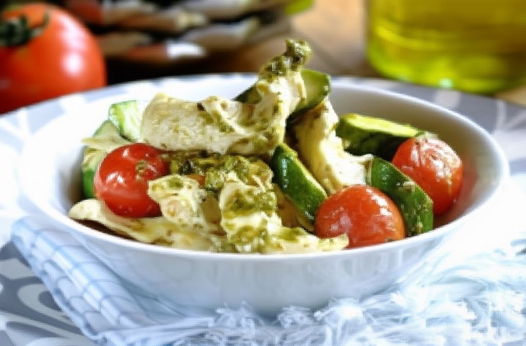 Kurczak z warzywami z bazyliowym sosem