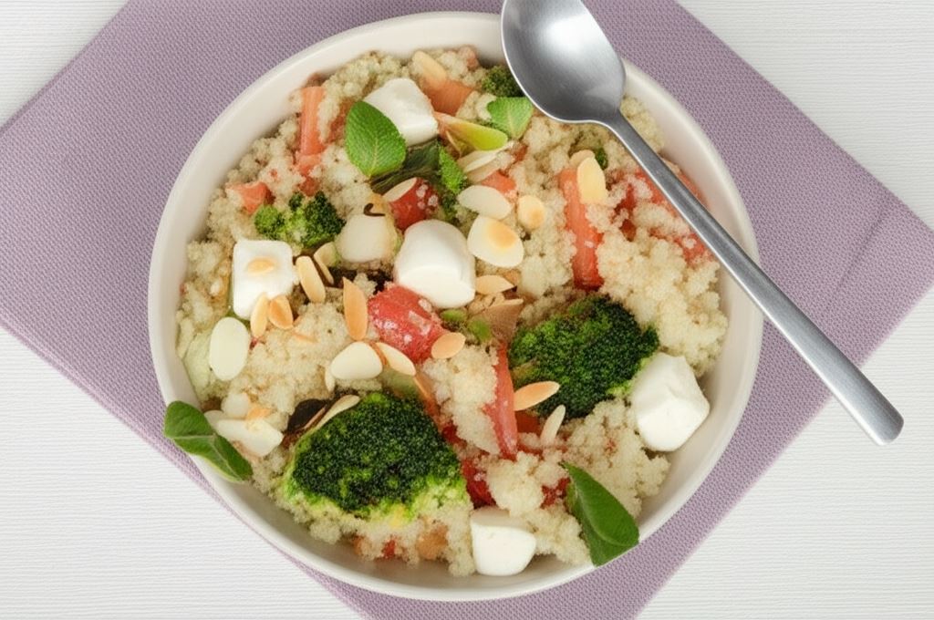 Kuskus z brokułami i mozarellą