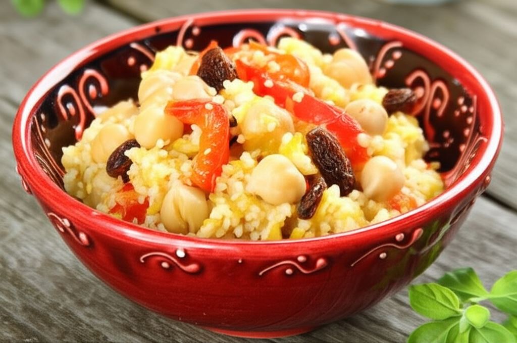 Kuskus z pieczoną dynią i ciecierzycą