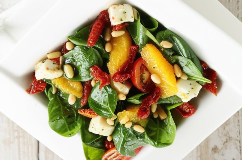 Lekka sałatka ze szpinakiem i pomarańczą