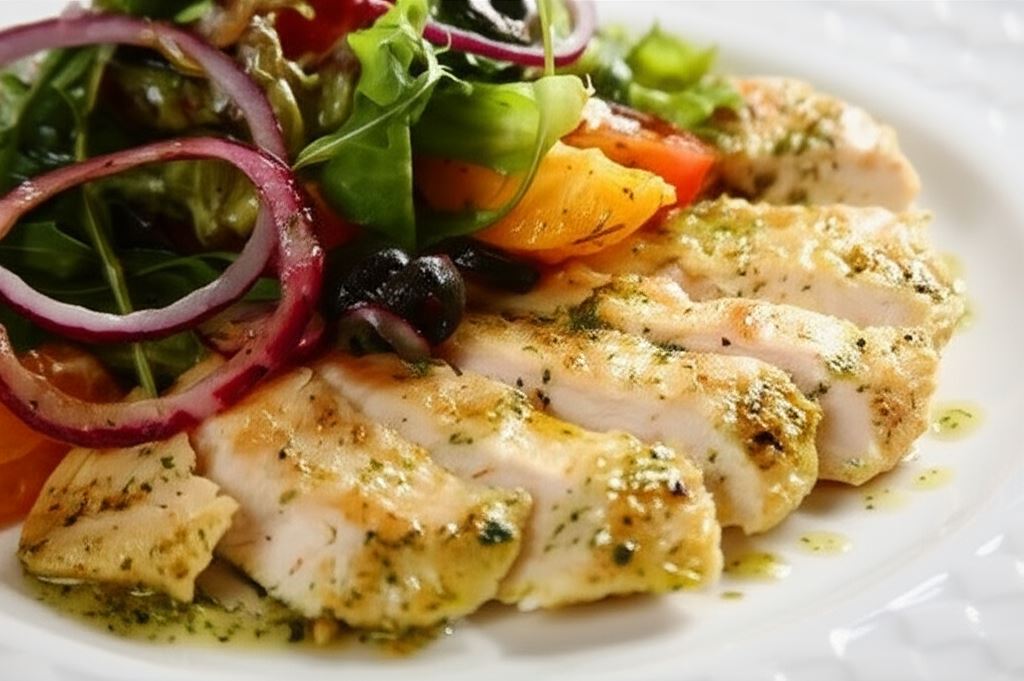 Letnia sałatka z soczystym kurczakiem i cytrusami