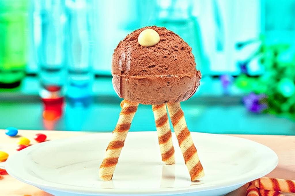 Lody czekoladowe z rurkami waflowymi 'Robot'