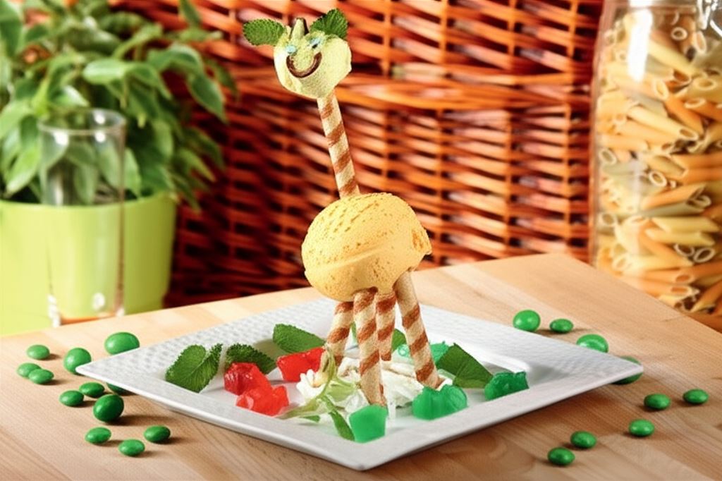 Lody owocowe z rurkami waflowymi 'Żyrafa'