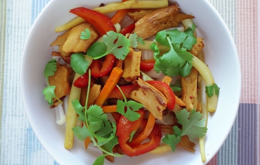 Makaron ryżowy z warzywami