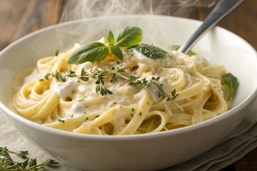Makaron w sosie serowo - śmietanowym