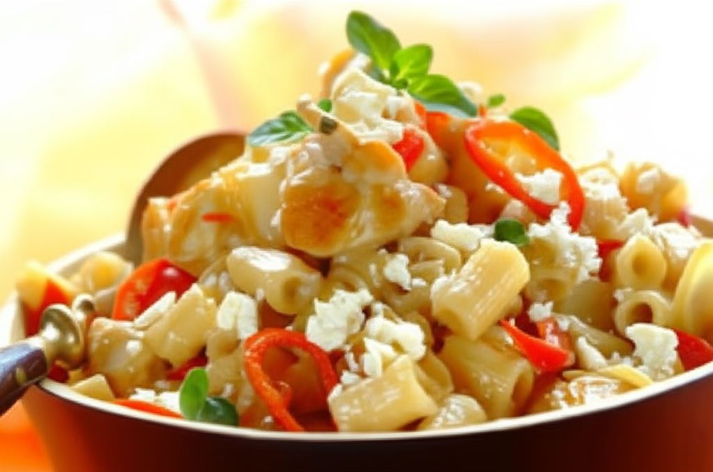 Makaron z kurczakiem i serem feta