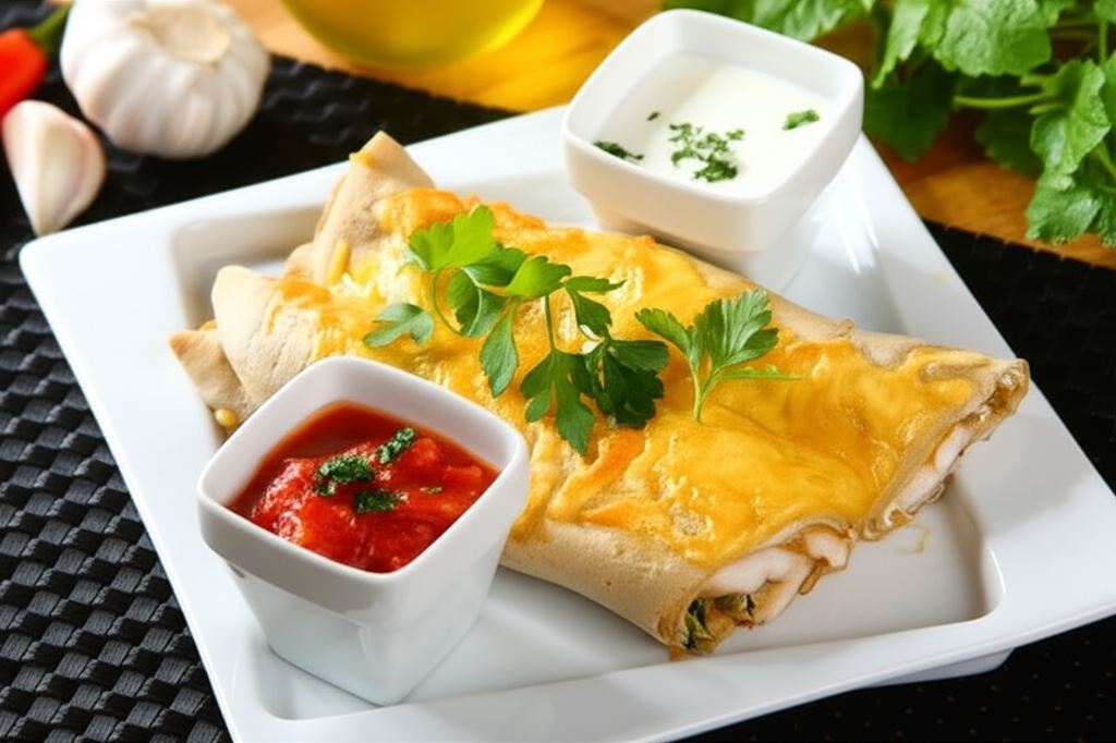 Meksykańskie naleśniki z kurczakiem i oliwkami