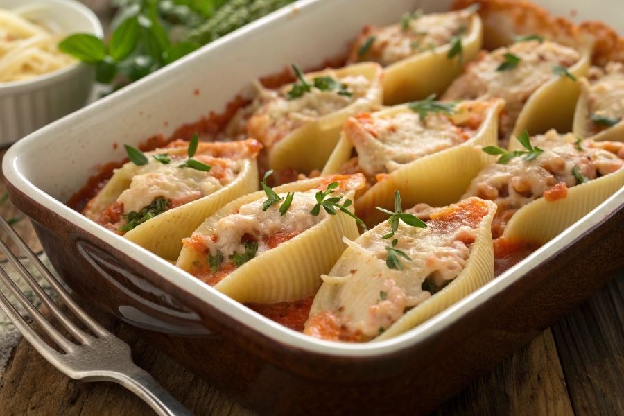 Muszle nadziewane łososiem