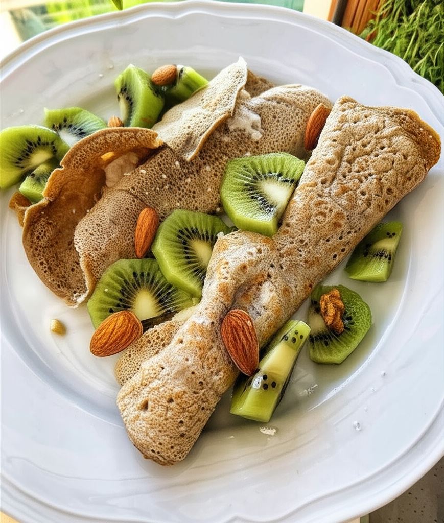 Naleśniki owsiane z twarogiem i orzechami