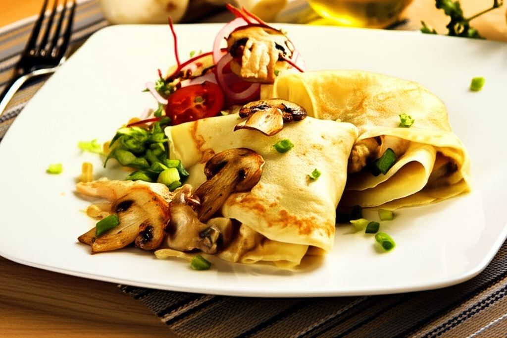 Naleśniki z kurczakiem i pieczarkami