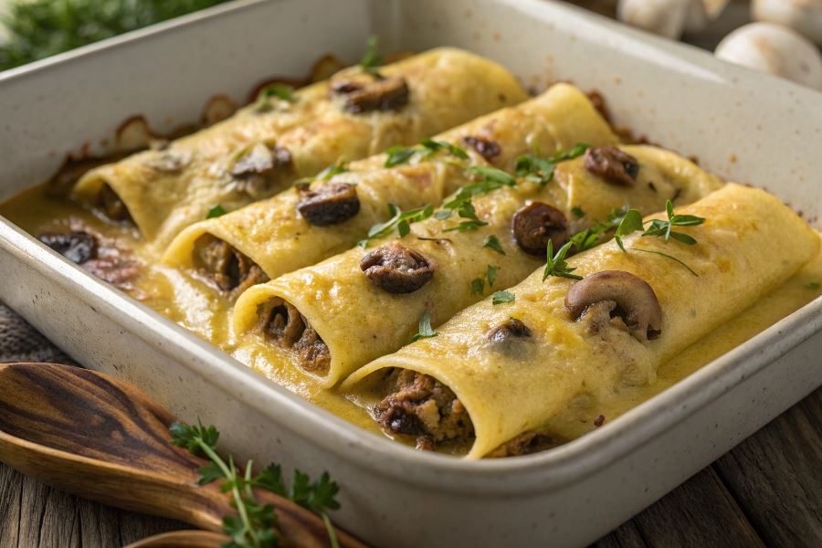 Naleśniki z pieczarkami i serem