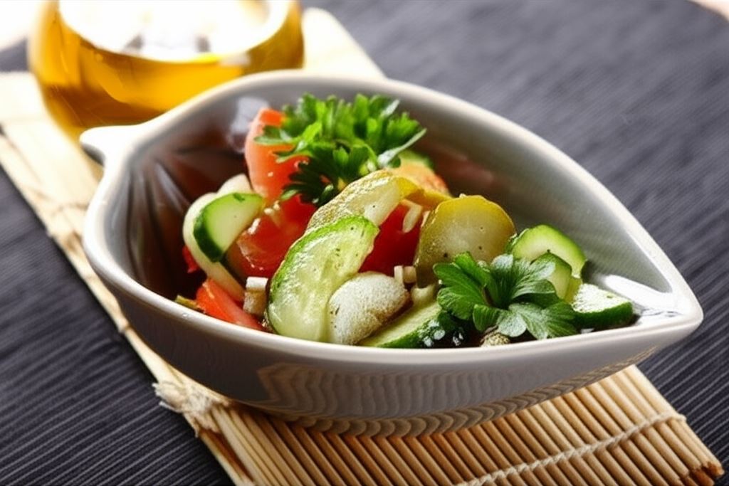 Ogrodowa sałatka z paprykowym dresingiem