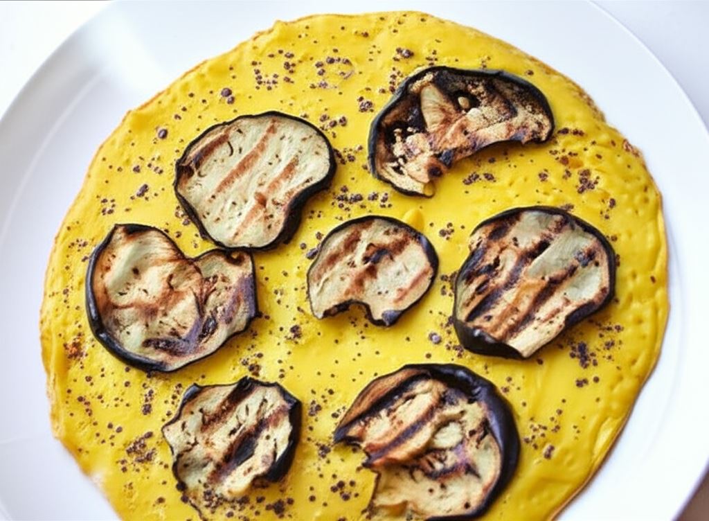 Omlet z grillowanym bakłażanem