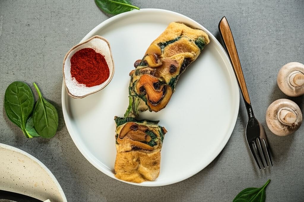 Omlet z pieczarkami i szpinakiem