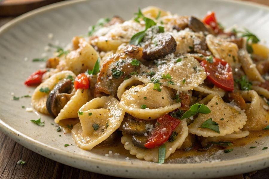 Orechiette z czosnkiem i pieczarkami