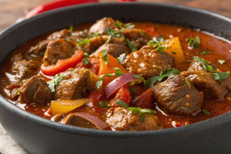 Ostre duszone serduszka drobiowe