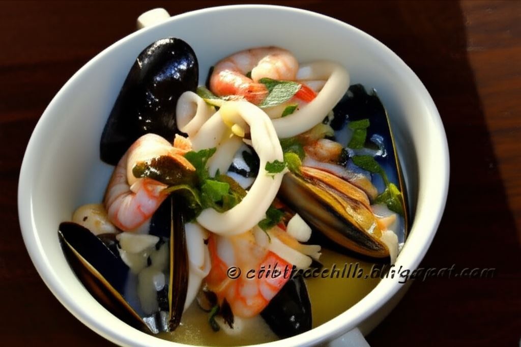 Owoce morza duszone w białym winie