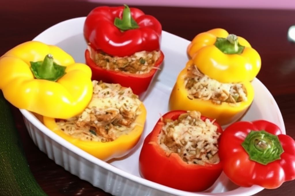 Papryki nadziewane cukinia i makaronem
