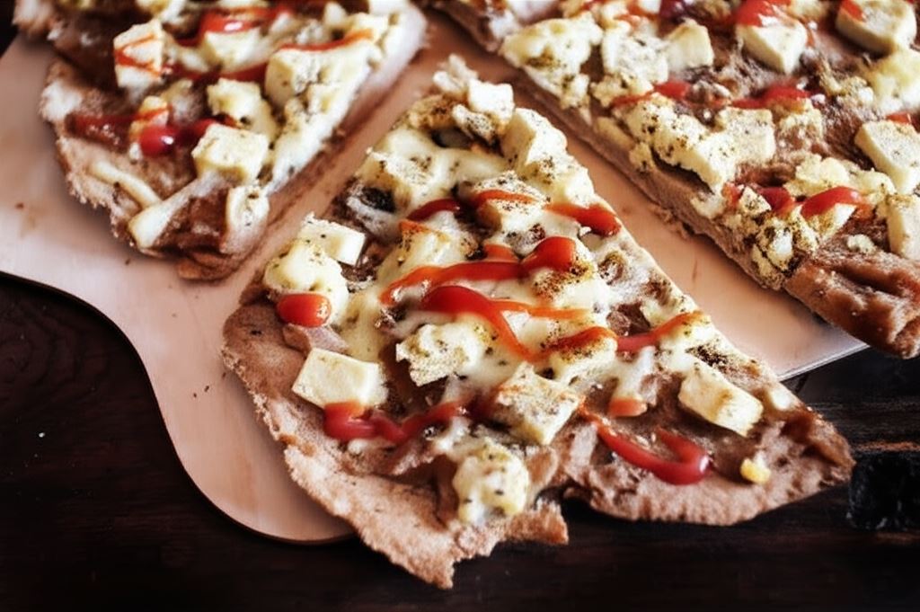Pełnoziarnista pizza z sosem słodko – kwaśnym i tofu