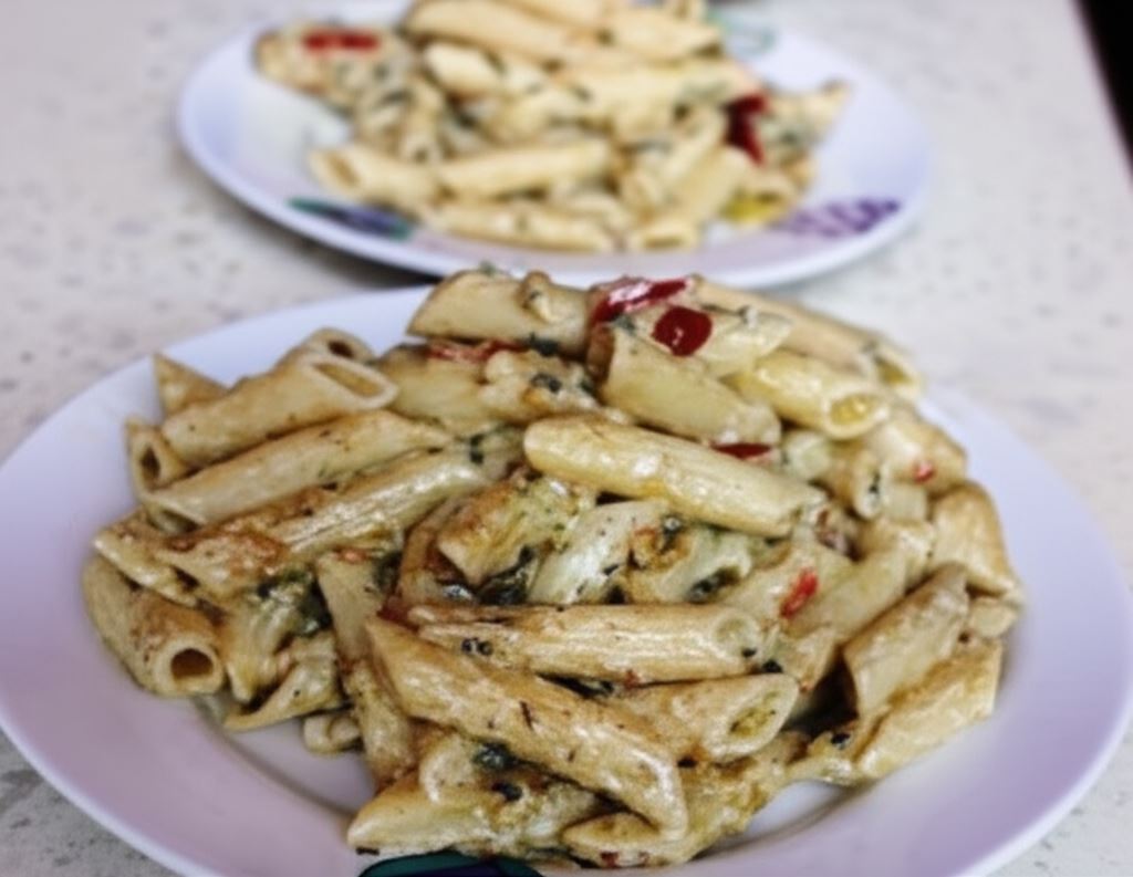 Penne z cukinią i papryką