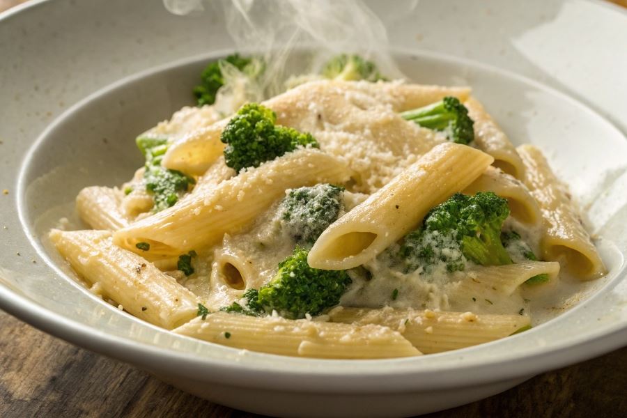 Penne z sosem śmietanowo-brokułowym