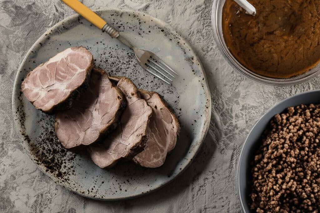 Pieczona karkówka z sosem pieprzowym