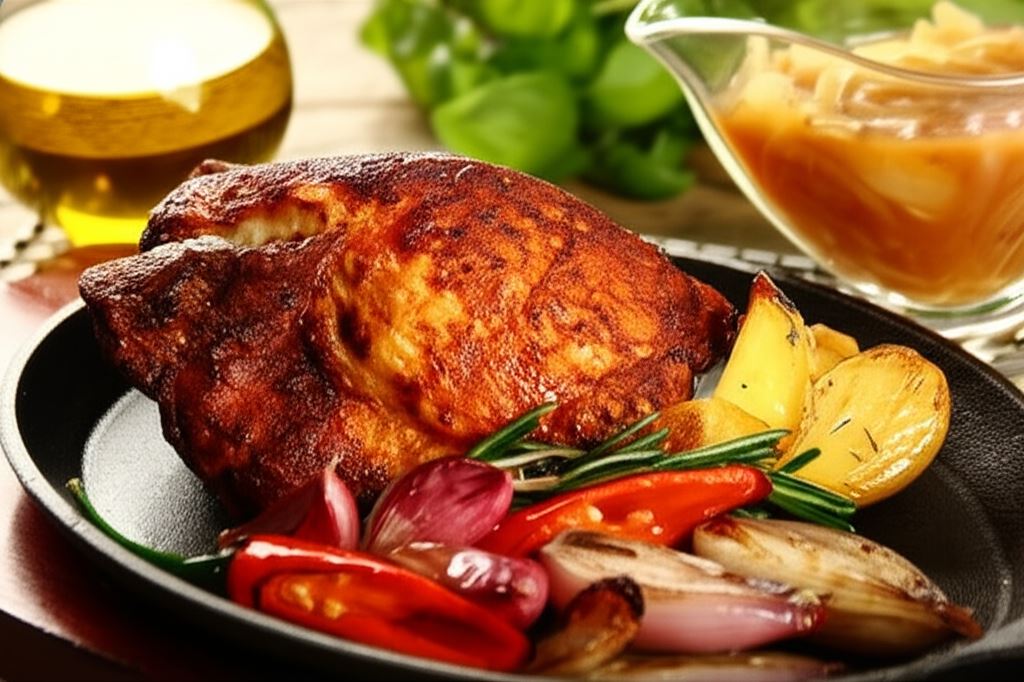 Pieczona szynka w sosie cebulowym