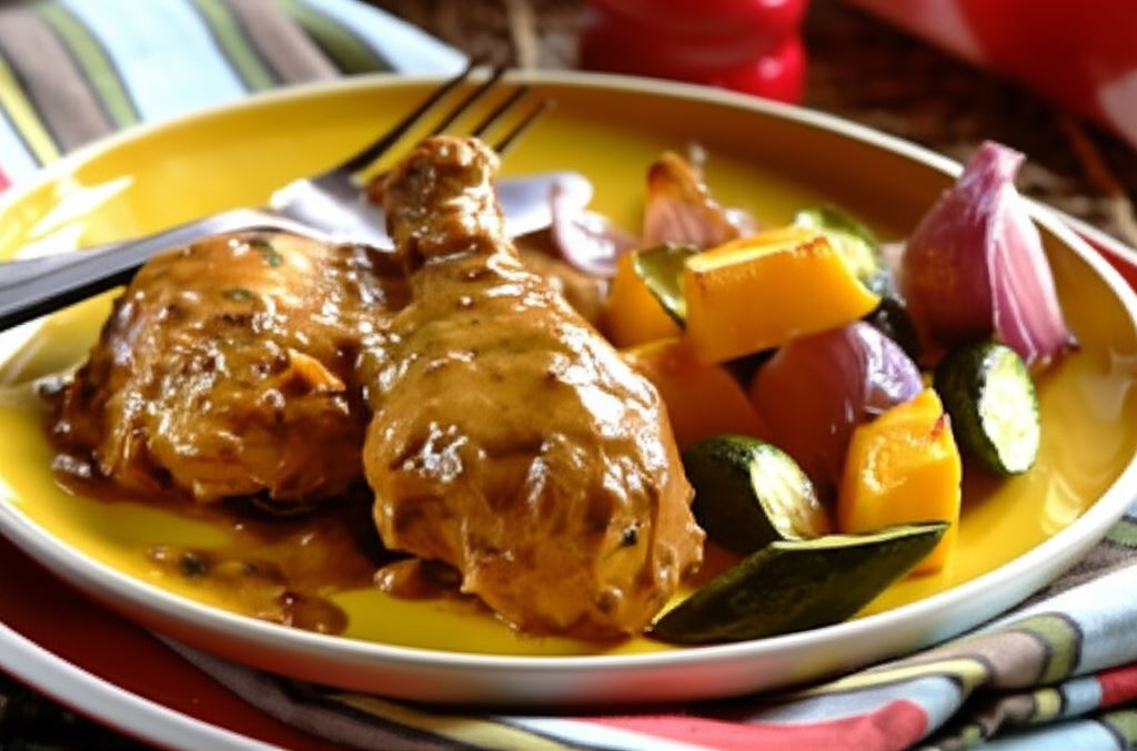 Pieczone pałki z kurczaka z sosem pieprzowym