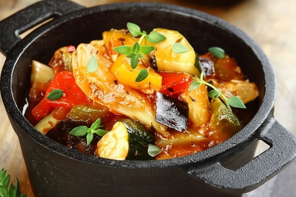 Pieczone warzywa w pomidorach