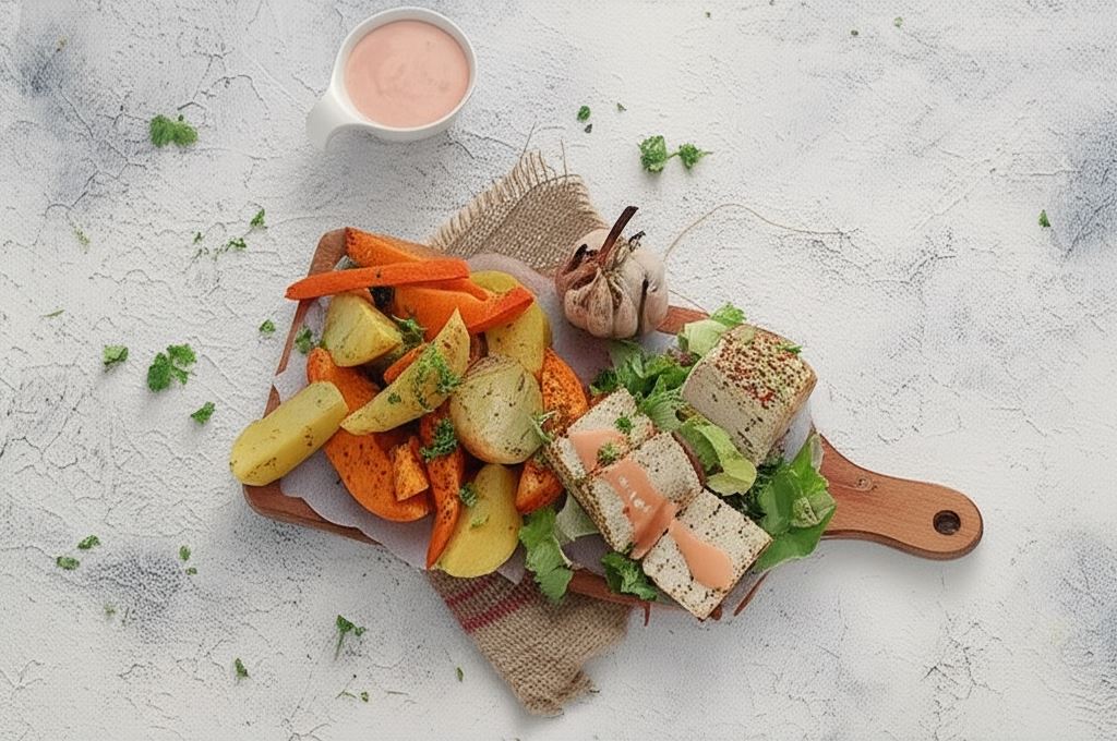 Pieczone warzywa z tofu wege