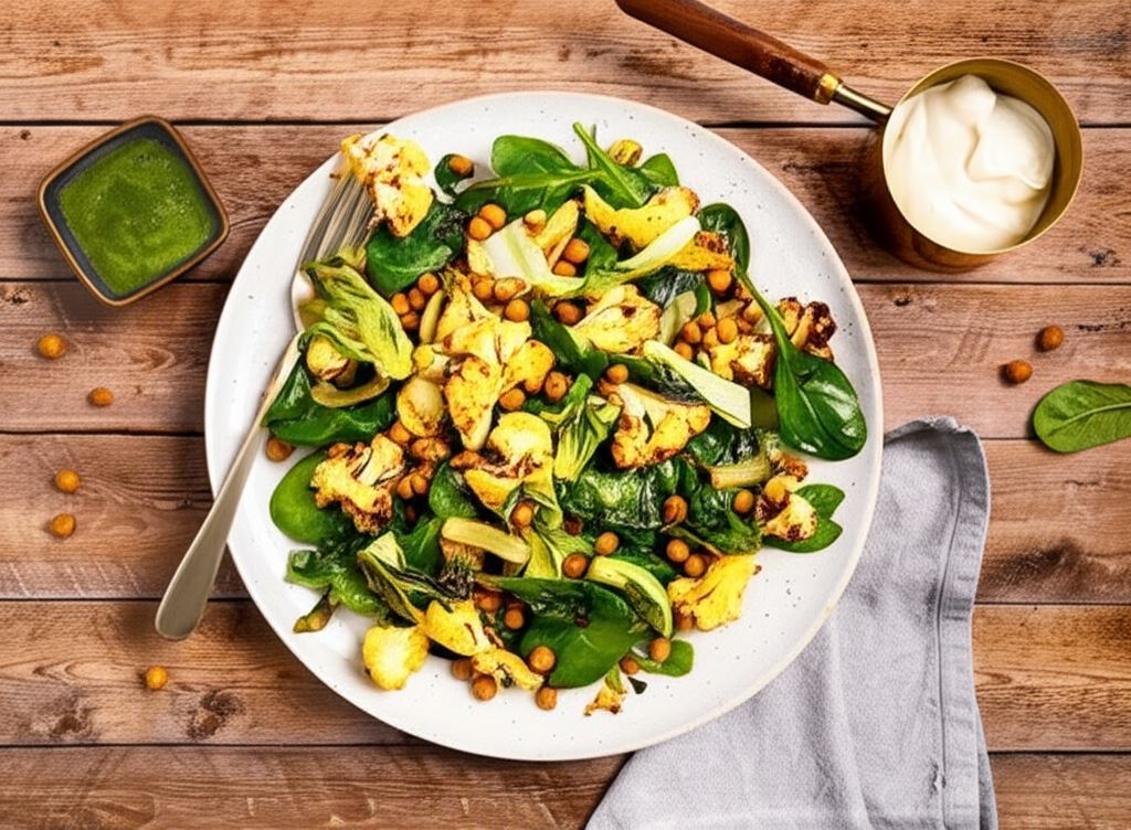 Pieczony kalafior z curry i warzywami