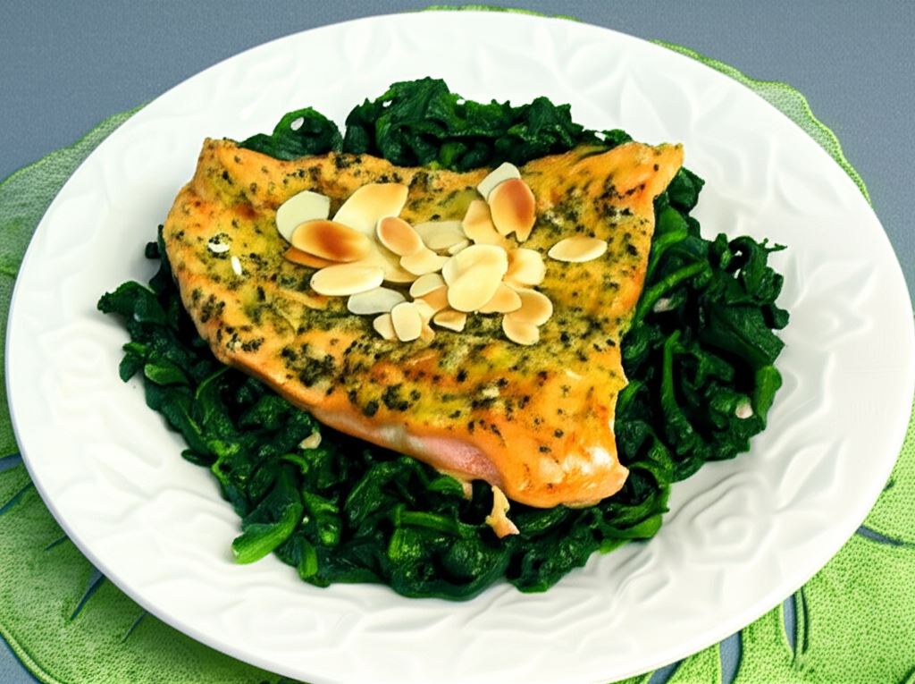 Pieczony pstrąg z migdałami