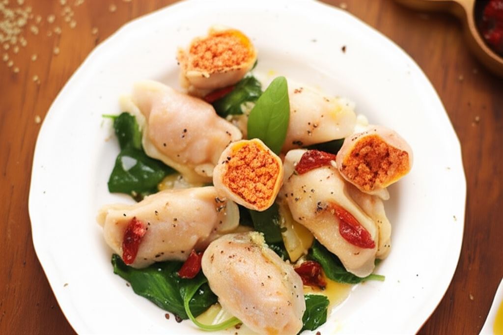 Pierogi z suszonymi pomidorami i jaglanką