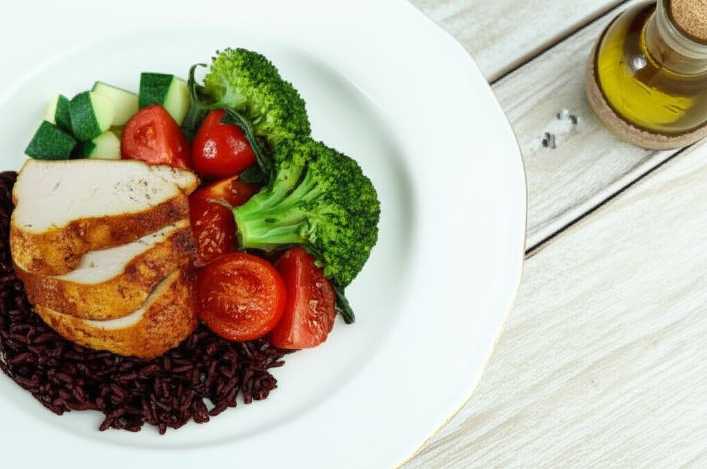 Pierś z indyka z gotowanymi warzywami