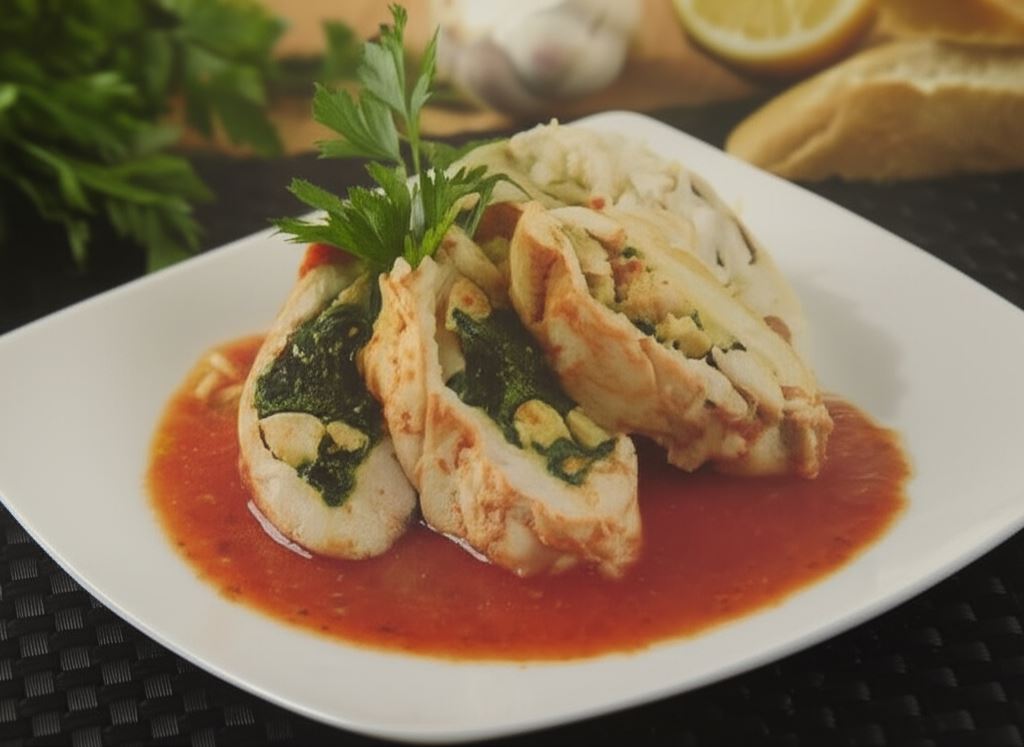 Pierś z kurczaka nadziewana szpinakiem