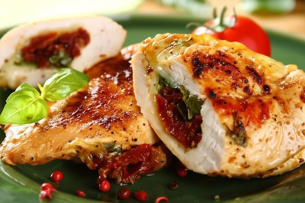 Pierś z kurczaka z mozzarellą i suszonymi pomidorami