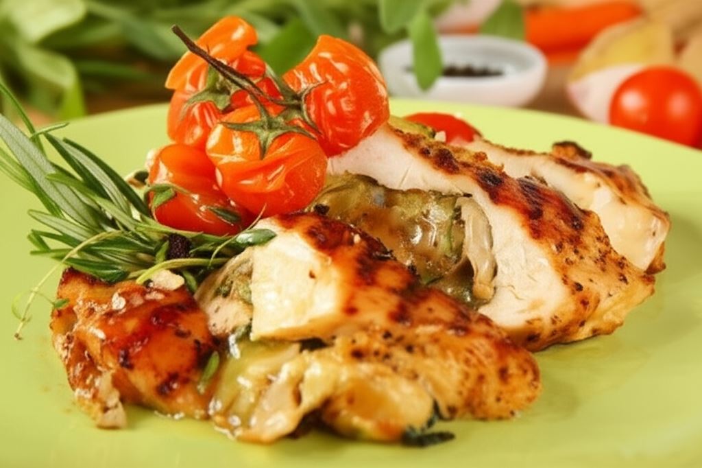 Piersi z kurczaka nadziewane boczniakami