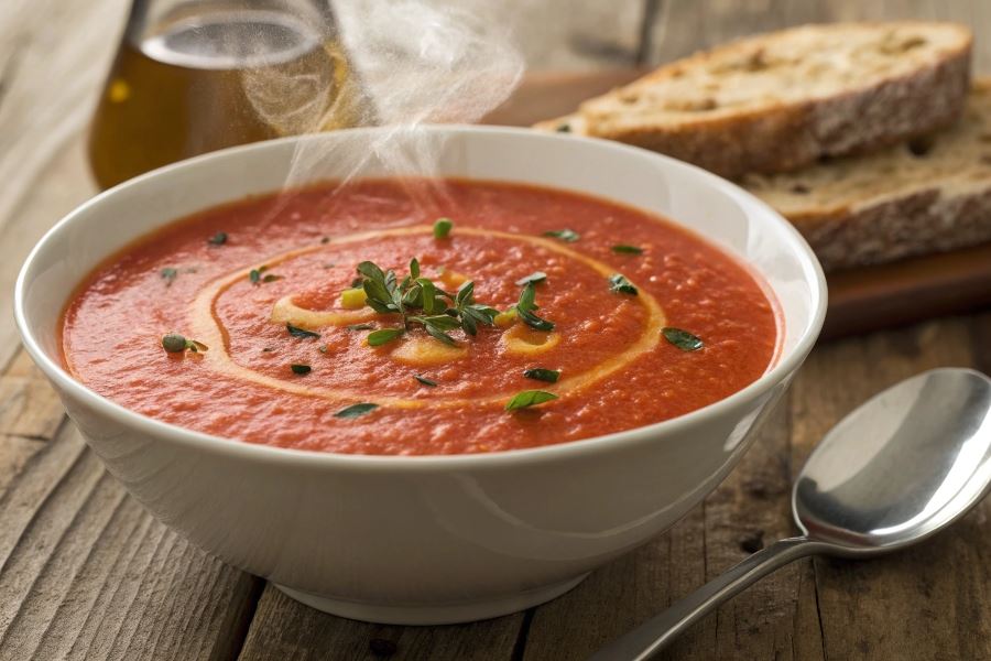 Pikantna zupa krem z pomidorów
