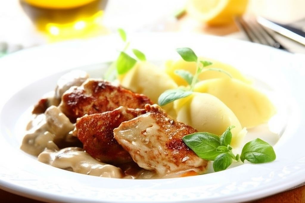 Polędwiczki wieprzowe duszone w sosie grzybowym