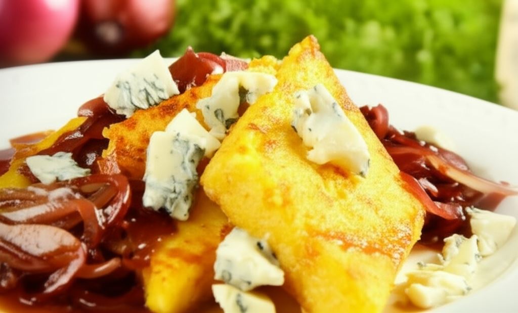 Polenta z cebulowym konfitem