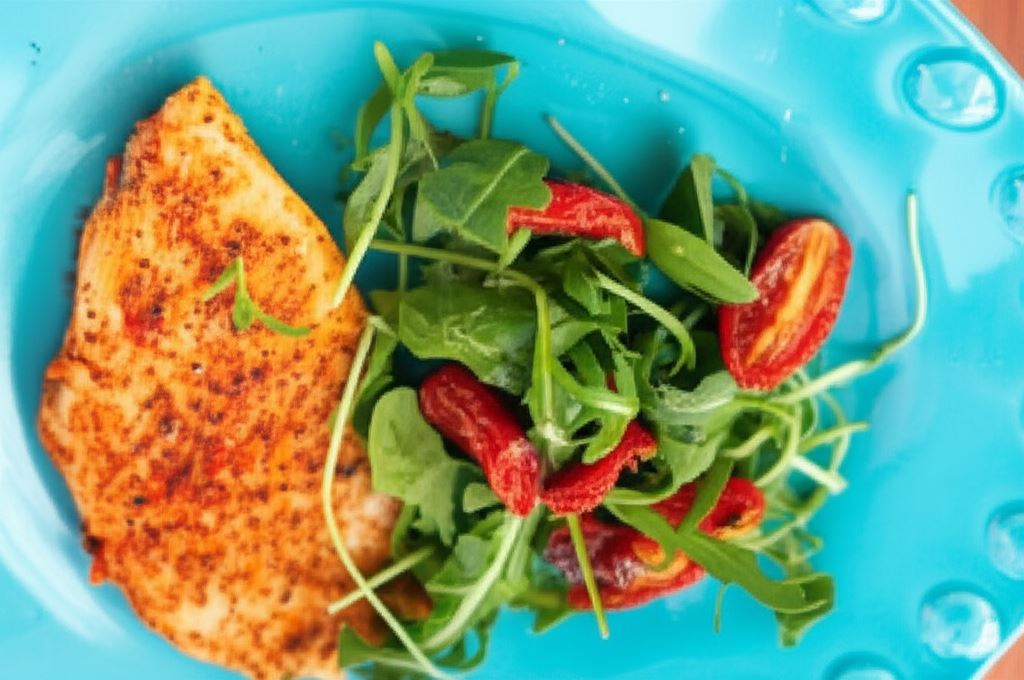 Prosta sałatka z pieczonymi pomidorkami