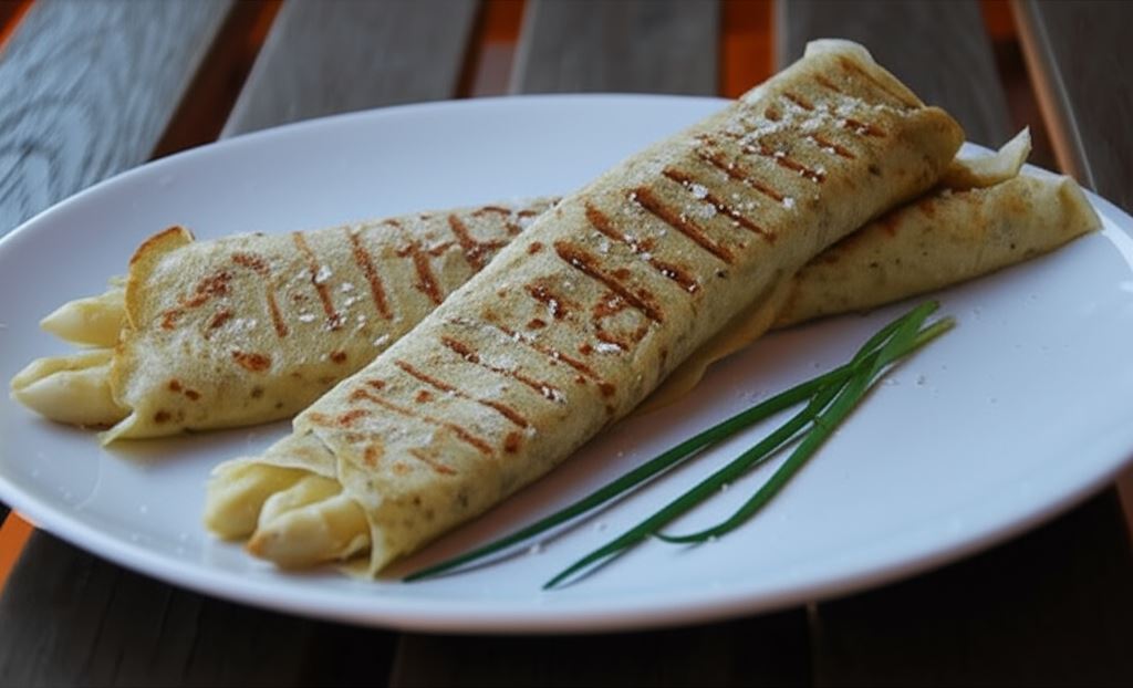 Razowe naleśniki z grilla ze szparagami