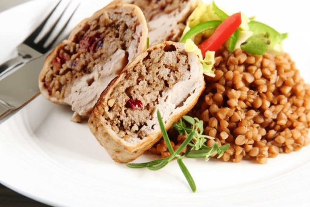 Roladki schabowe z mięsem mielonym