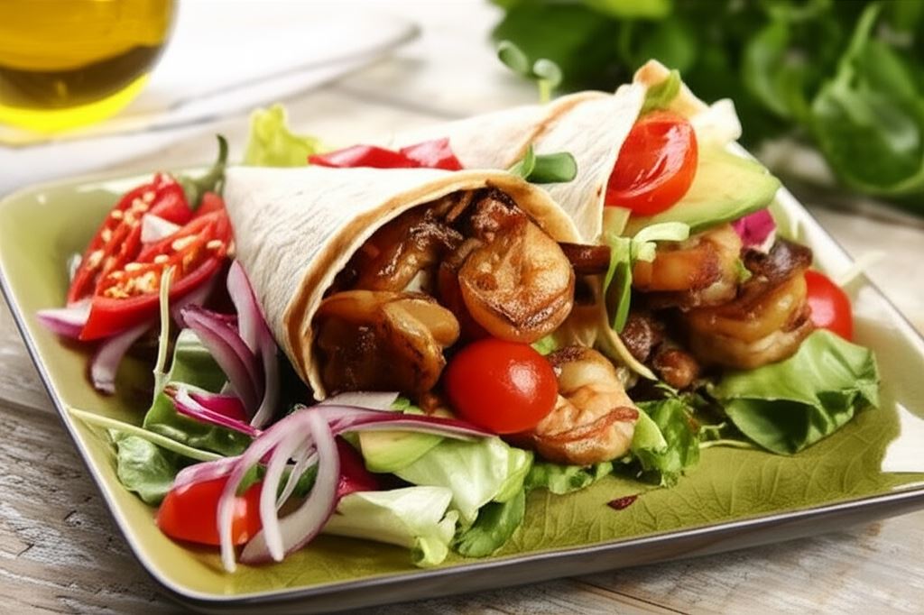 Rożki z tortilli z krewetkami i awokado