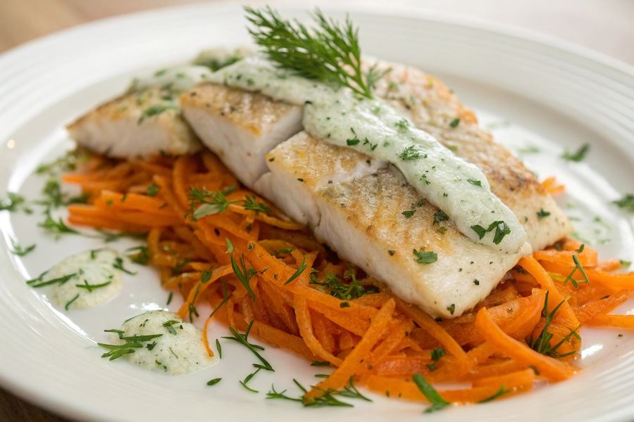 Ryba panga z sosem koperkowo-śmietanowym