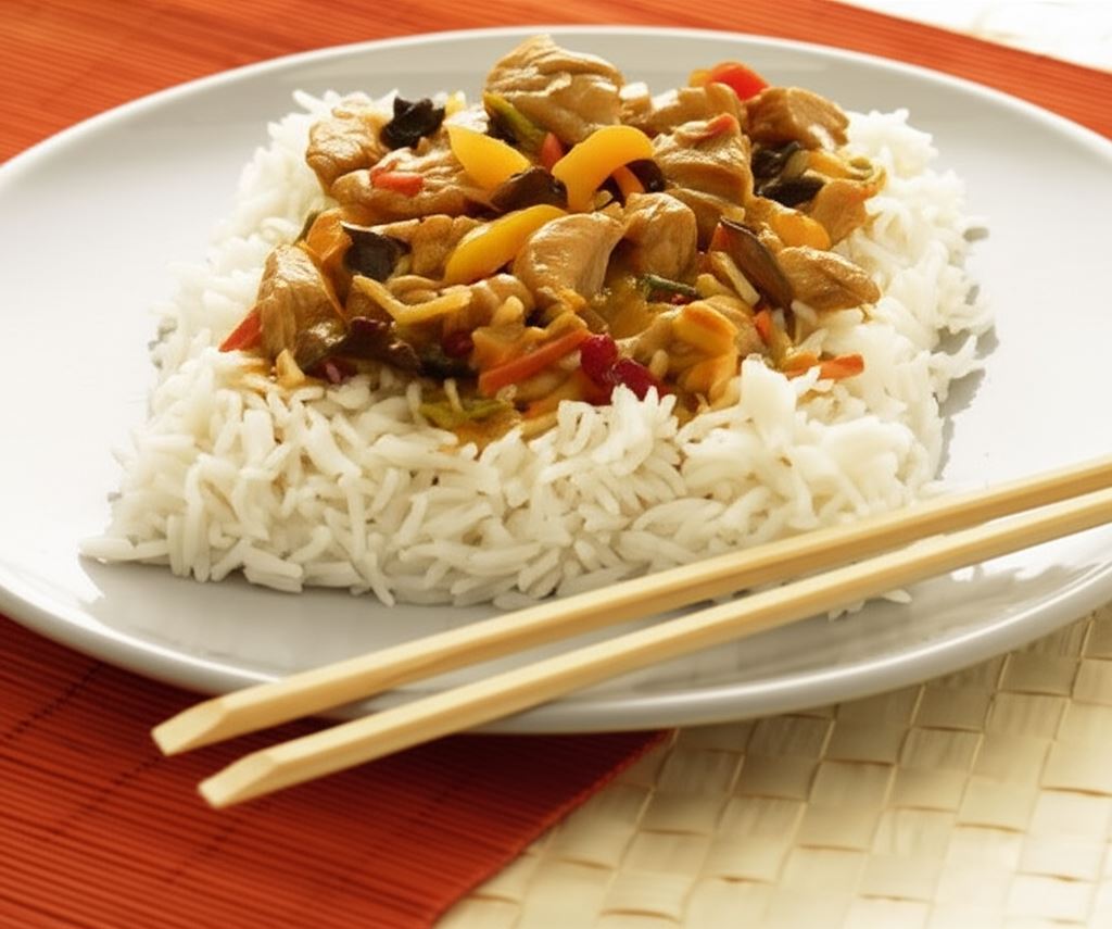 Ryż z indykiem i brzoskwinią