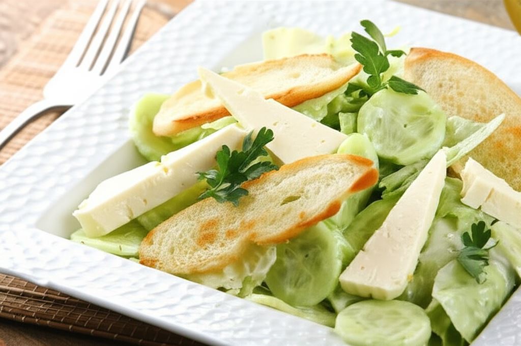 Sałata lodowa z ogórkiem i serem feta