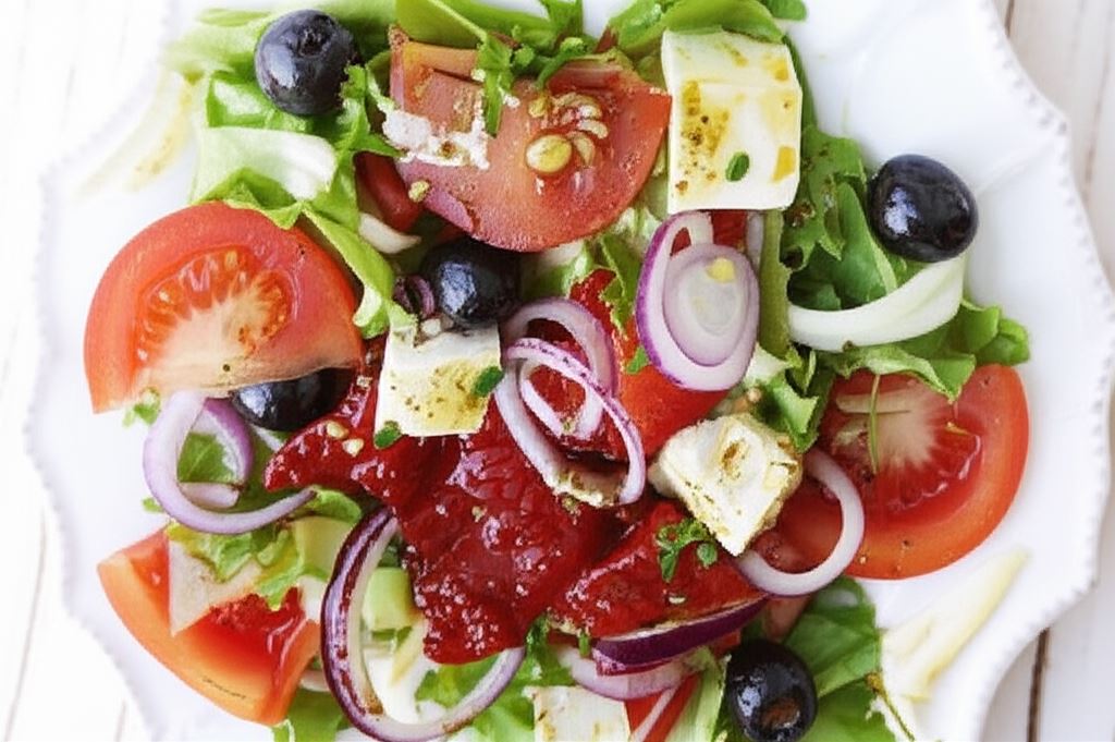 Sałata z pieczoną papryką