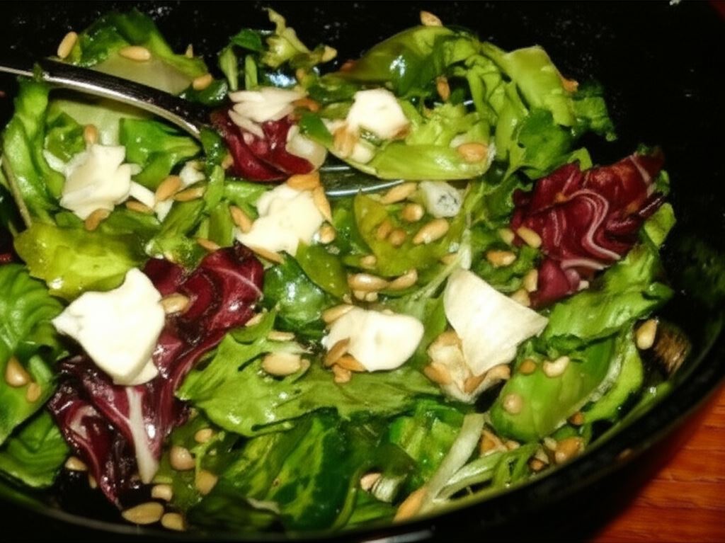 Sałata z serem brie i prażonym słonecznikiem